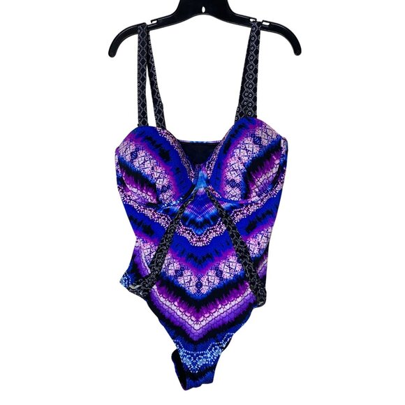 Swimsuits for All Women's 16 Plus Size Macrame Underwire One Piece Swimsuit - Picture 2 of 12